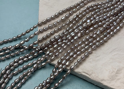 3-3.5x4-5 mm AA Gray Rice Nugget Tiny Freshwater Seed Pearls Beads 14 Inch Strand #P3474