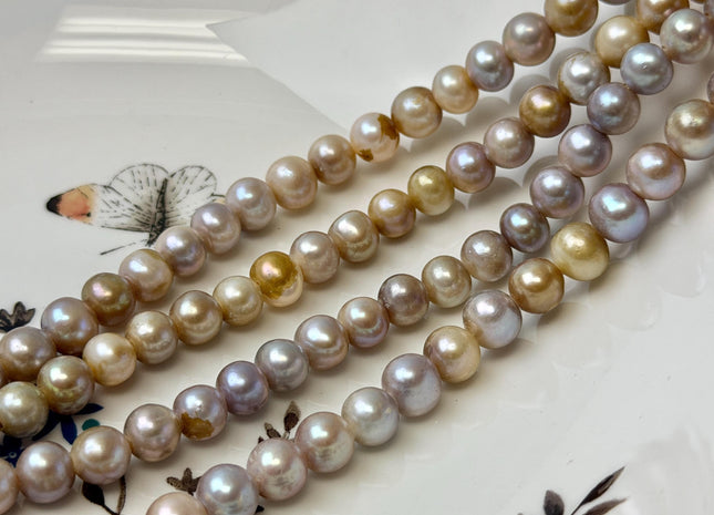 8-9mm AA Half Strand Natural Seaweed Mauve Pink Freshwater Potato Pearls Large 2.2mm Hole Freshwater Beads #P3476