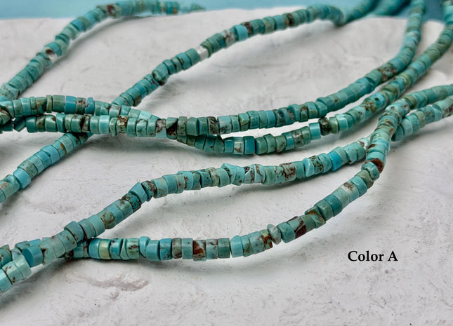 4-4.5 mm Turquoise Heishi Rondelle Shape Gemstones Loose Beads 15.5 Inches Strand #4825