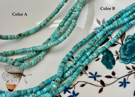 4-4.5 mm Turquoise Heishi Rondelle Shape Gemstones Loose Beads 15.5 Inches Strand #4825