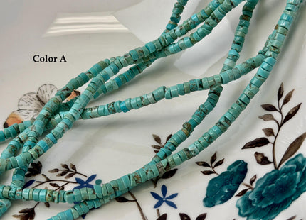4-4.5 mm Turquoise Heishi Rondelle Shape Gemstones Loose Beads 15.5 Inches Strand #4825