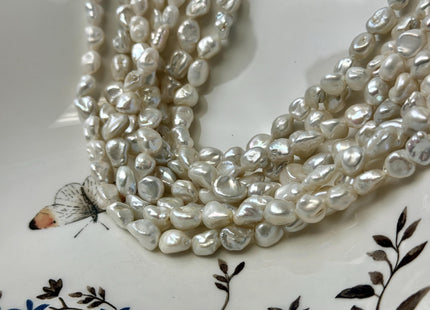 6-7x7-9 mm Natural White Keshi Freshwater Pearls Rice Nugget Shape Small Keshi 47 Beads #P3478