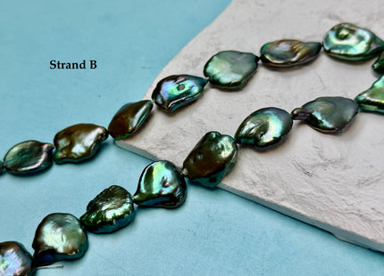 15-20x17-26 mm AAA Forest Green Color Jumbo Keshi Freshwater Pearls Very Rare High Luster With Gold Sheen Pearls #P3386