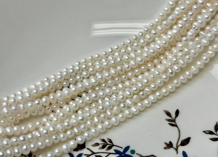 4-5mm Natural White Color Seed Potato Freshwater Pearls 14 Inch Strand 93 Beads #P3479
