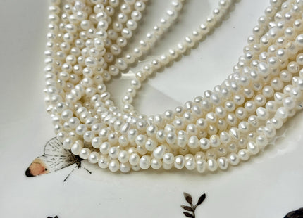 4-5mm Natural White Color Seed Potato Freshwater Pearls 14 Inch Strand 93 Beads #P3479