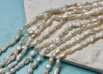 5-6x6-11 mm Natural White Color Keshi Nugget Freshwater Pearl Very Rare Tiny Keshi Rice Nugget Beads #P3480
