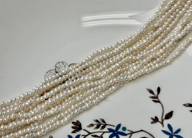 2-3mm Natural White Color Seed Potato Freshwater Pearl Beads 15 Inch Strand #P3481