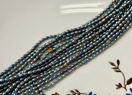 2x3mm AAA Blue Rainbow Peacock Color Rice Tiny Seed Freshwater Pearls High Luster Seed Pearl Beads #P3482