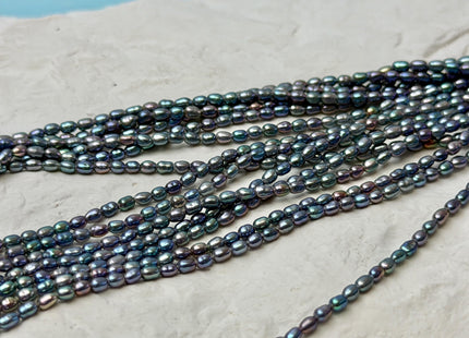 2x3mm AAA Blue Rainbow Peacock Color Rice Tiny Seed Freshwater Pearls High Luster Seed Pearl Beads #P3482