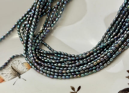 2x3mm AAA Blue Rainbow Peacock Color Rice Tiny Seed Freshwater Pearls High Luster Seed Pearl Beads #P3482