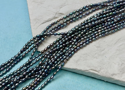 2x3mm AAA Blue Rainbow Peacock Color Rice Tiny Seed Freshwater Pearls High Luster Seed Pearl Beads #P3482