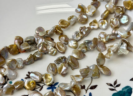 7-8x9-11 mm Natural Seaweed Keshi Top Drilled Freshwater Pearl Beads 16 Inches Strand 64 Beads #P3487