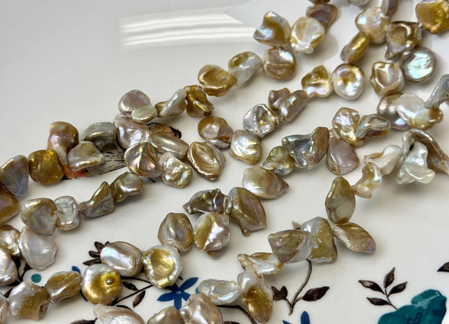 7-8x9-11 mm Natural Seaweed Keshi Top Drilled Freshwater Pearl Beads 16 Inches Strand 64 Beads #P3487
