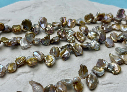 7-8x9-11 mm Natural Seaweed Keshi Top Drilled Freshwater Pearl Beads 16 Inches Strand 64 Beads #P3487
