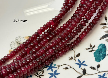 4x6mm 5x8mm Smooth Rondelle Red Garnet Color Agate Gemstone Beads 14.5 Inches Strand #4853