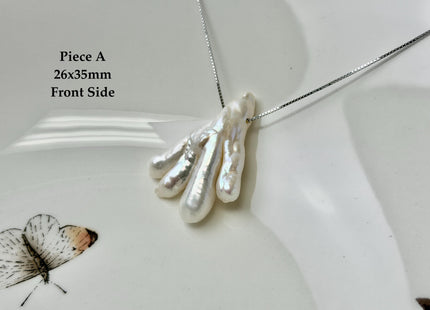 One-Of-A-Kind AAA Rare Natural White Pink Chicken Feet Shape Large 1.2mm Hole Top Drilled Pearl Beads High Luster Jumbo Size Pearl #P3443