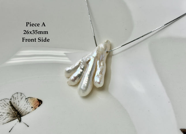 One-Of-A-Kind AAA Rare Natural White Pink Chicken Feet Shape Large 1.2mm Hole Top Drilled Pearl Beads High Luster Jumbo Size Pearl #P3443