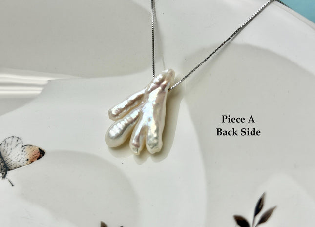 One-Of-A-Kind AAA Rare Natural White Pink Chicken Feet Shape Large 1.2mm Hole Top Drilled Pearl Beads High Luster Jumbo Size Pearl #P3443