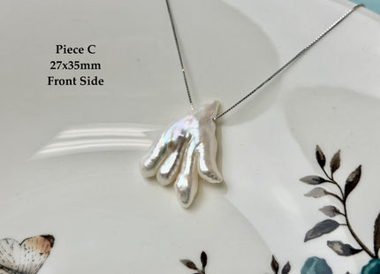 One-Of-A-Kind AAA Rare Natural White Pink Chicken Feet Shape Large 1.2mm Hole Top Drilled Pearl Beads High Luster Jumbo Size Pearl #P3443