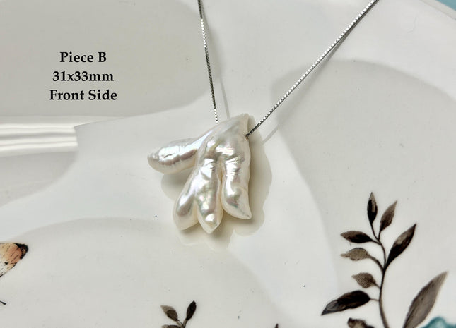 One-Of-A-Kind AAA Rare Natural White Pink Chicken Feet Shape Large 1.2mm Hole Top Drilled Pearl Beads High Luster Jumbo Size Pearl #P3443