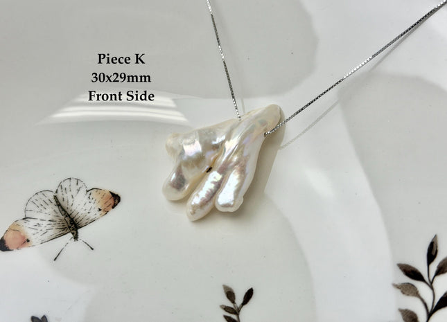 One-Of-A-Kind AAA Rare Natural White Pink Chicken Feet Shape Large 1.2mm Hole Top Drilled Pearl Beads High Luster Jumbo Size Pearl #P3443