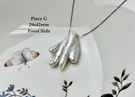 One-Of-A-Kind AAA Rare Natural White Chicken Feet Shape Large 2.2mm Hole Top Drilled Pearl Beads High Luster Jumbo Size Pearl #P3400