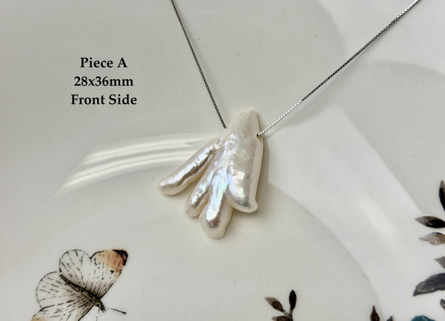 One-Of-A-Kind AAA Rare Natural White Chicken Feet Shape Large 2.2mm Hole Top Drilled Pearl Beads High Luster Jumbo Size Pearl #P3400