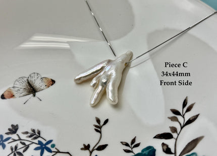 One-Of-A-Kind AAA Rare Natural White Chicken Feet Shape Large 2.2mm Hole Top Drilled Pearl Beads High Luster Jumbo Size Pearl #P3400