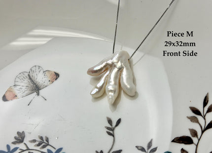One-Of-A-Kind AAA Rare Natural White Chicken Feet Shape Large 2.2mm Hole Top Drilled Pearl Beads High Luster Jumbo Size Pearl #P3400