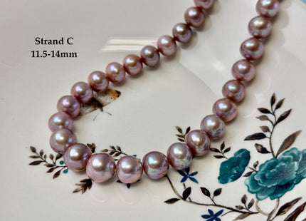 One-Of-A-Kind 10-14 mm AAA Very Rare Natural Mauve Pink Freshwater Off Round Edison Pearls High Luster Purple Edison Pearl Beads #P3432
