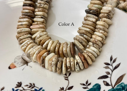 11.5-16 mm Graduated Flat Irregular Square Heishi Shape Turquoise Jasper Gemstone Beads 16Inches Strand #4810