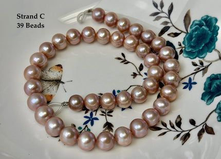 One-Of-A-Kind 10-14 mm AAA Very Rare Natural Mauve Pink Freshwater Off Round Edison Pearls High Luster Purple Edison Pearl Beads #P3433