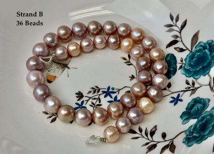One-Of-A-Kind 10-14 mm AAA Very Rare Natural Mauve Pink Freshwater Off Round Edison Pearls High Luster Purple Edison Pearl Beads #P3433