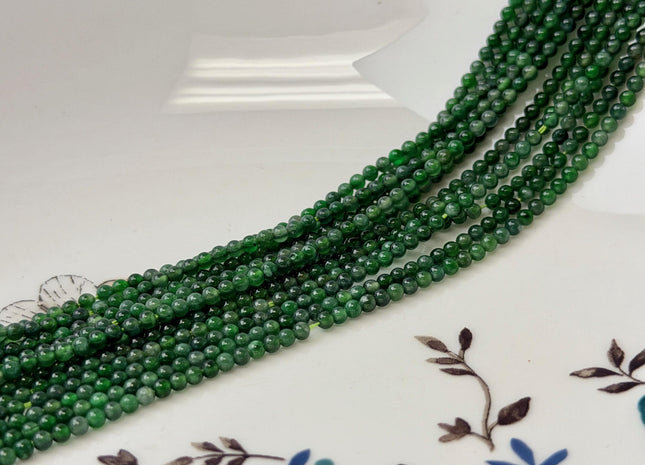2 mm Smooth Round Guatemala Emerald Dark Green Color Gemstone 15 Inches Strand #4829