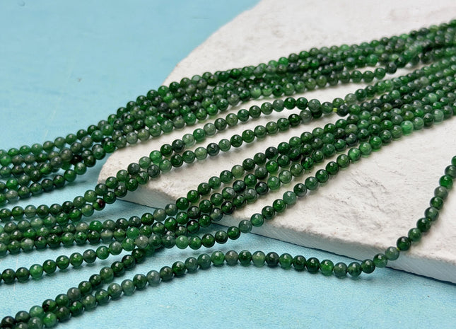 2 mm Smooth Round Guatemala Emerald Dark Green Color Gemstone 15 Inches Strand #4829