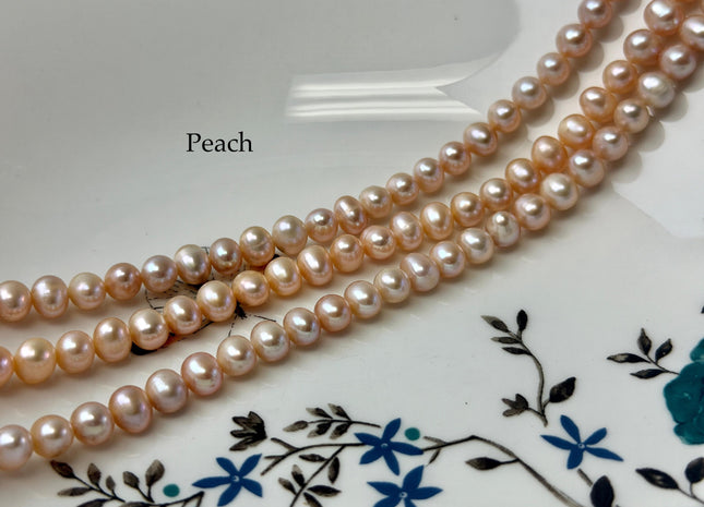 6.5-7mm Natural Pink Peach Mauve Color Potato Freshwater Pearl Beads Genuine Cultured Freshwater Natural Pearls #657