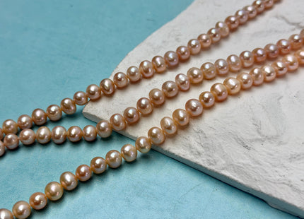 6.5-7mm Natural Pink Peach Mauve Color Potato Freshwater Pearl Beads Genuine Cultured Freshwater Natural Pearls #657