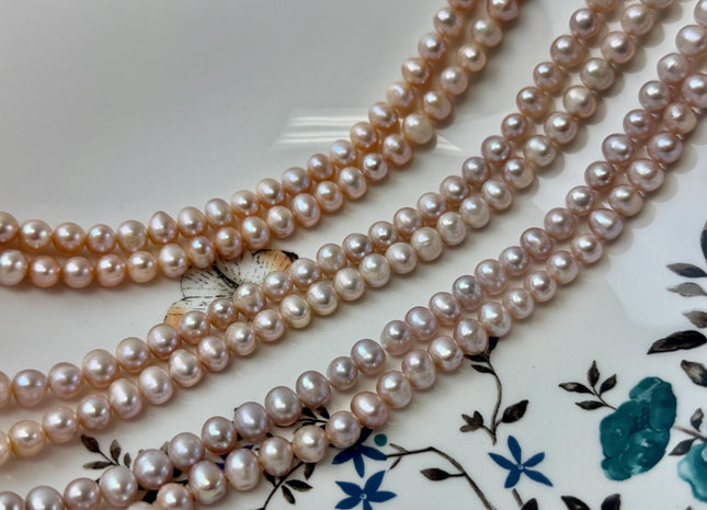 6.5-7mm Natural Pink Peach Mauve Color Potato Freshwater Pearl Beads Genuine Cultured Freshwater Natural Pearls #657