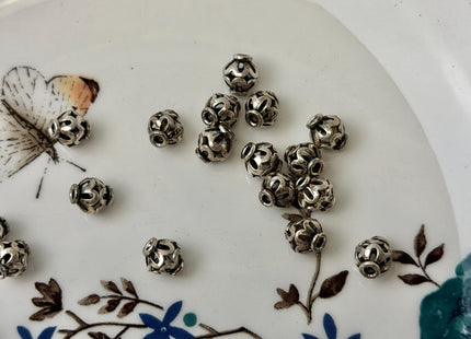 One Piece 7mm 925 Sterling Silver Tibetan Style Silver Spacer Ball Genuine Sterling Silver Spacer Bali Antique Beads #10394