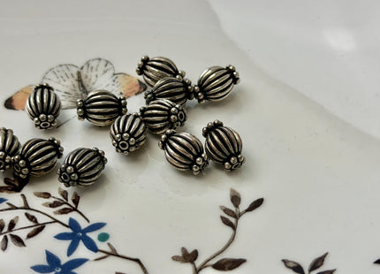 One Piece 8x11mm 925 Sterling Silver Tibetan Style Silver Spacer Ball Genuine Sterling Silver Spacer Bali Antique Beads #10395