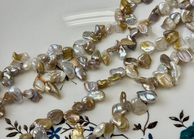 6-8x8-18 mm Natural Seaweed Pink Keshi Top Drilled Freshwater Pearl Beads 16 Inches Strand #P3488
