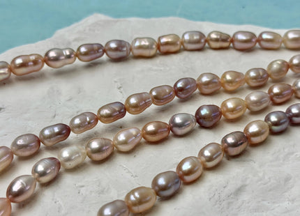 6-7x8-12 mm Mixed Peach Mauve Pink Color Baroque Freshwater Pearl 15.5 Inches Strand 42 Beads #P3490