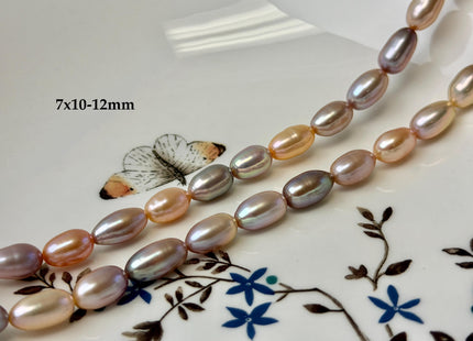 7x9-12 mm AAA Natural Mixed Mauve Peach Pink Rice Freshwater Pearl High Luster Freshwater Pearls Beads #P3485