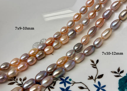 7x9-12 mm AAA Natural Mixed Mauve Peach Pink Rice Freshwater Pearl High Luster Freshwater Pearls Beads #P3485
