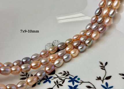 7x9-12 mm AAA Natural Mixed Mauve Peach Pink Rice Freshwater Pearl High Luster Freshwater Pearls Beads #P3485