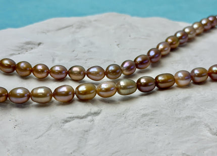 7x8-9 mm AAA Natural Seaweed Mauve Pink Rice Freshwater Pearl High Luster Freshwater Pearls Beads #P3486
