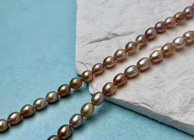 7x8-9 mm AAA Natural Seaweed Mauve Pink Rice Freshwater Pearl High Luster Freshwater Pearls Beads #P3486
