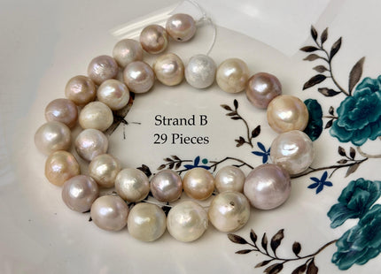 One-Of-A-Kind 9-17 mm Natural White Mauve Pink Baroque Pearl Beads Natural Edison Pearl B Grade #P3453