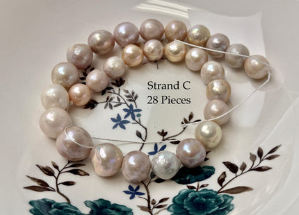One-Of-A-Kind 9-17 mm Natural White Mauve Pink Baroque Pearl Beads Natural Edison Pearl B Grade #P3453