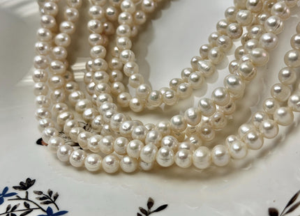 6-7 mm Natural White Potato Shape Freshwater Pearls 15.5 Inch Strand 64 Beads #P3459